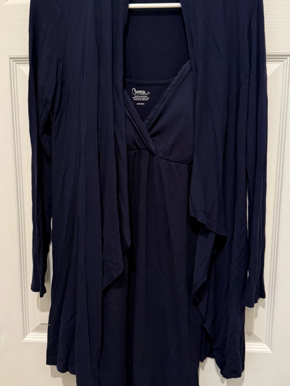 Bump in the Night Navy Maternity/Nursing nightgown with matching robe